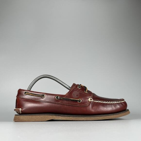Timberland Men’s 9 Classic Oxblood Burgundy 2 Eye Moc Toe Boat Shoes Casual GUC - Picture 6 of 9